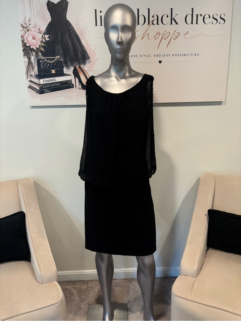 Scarlett Black Pencil Skirt with Draped Overlay